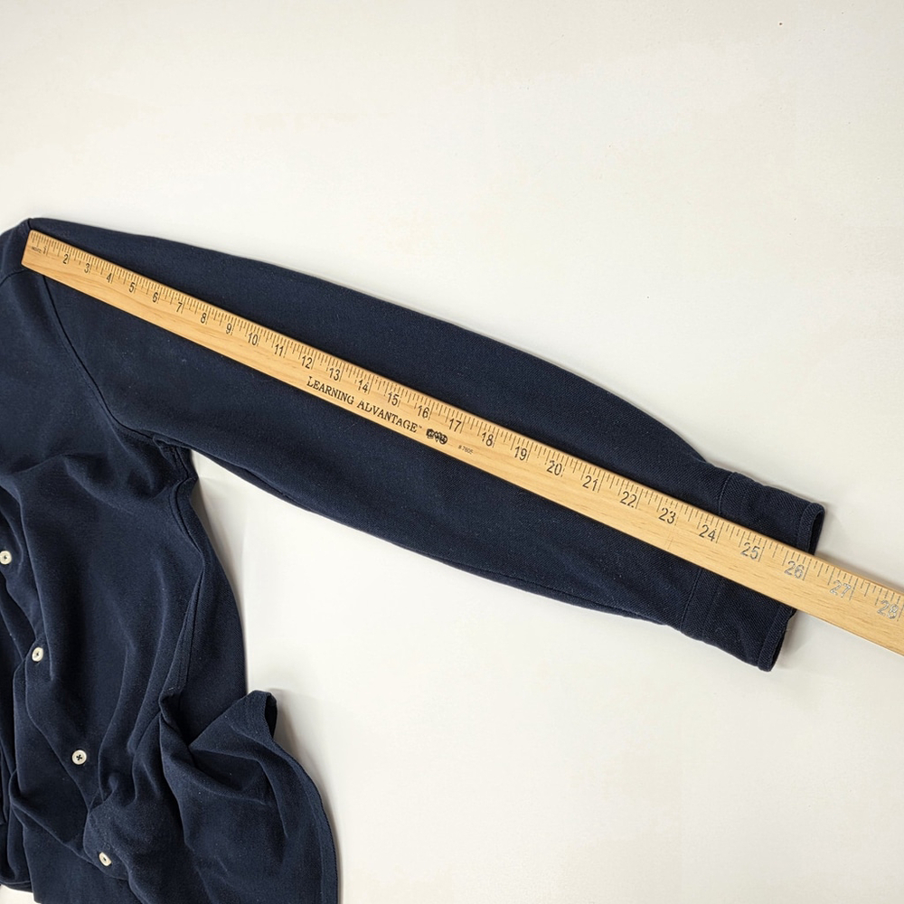 Quiet Luxury Doppelgänger Long Sleeve Polo Men’s L Navy Cotton Smart Casual - Picture 12 of 13